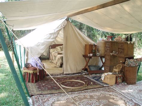 Camping Set Up. . Reenactment camp furniture